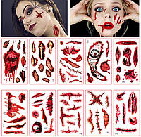 Набір тату Хелловін рани 10 аркушів (Частина 2)