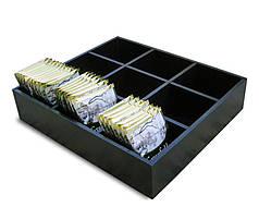 Барний органайзер для пакетиків чаю (9 клітинок) 26х23х6 cм, чорний