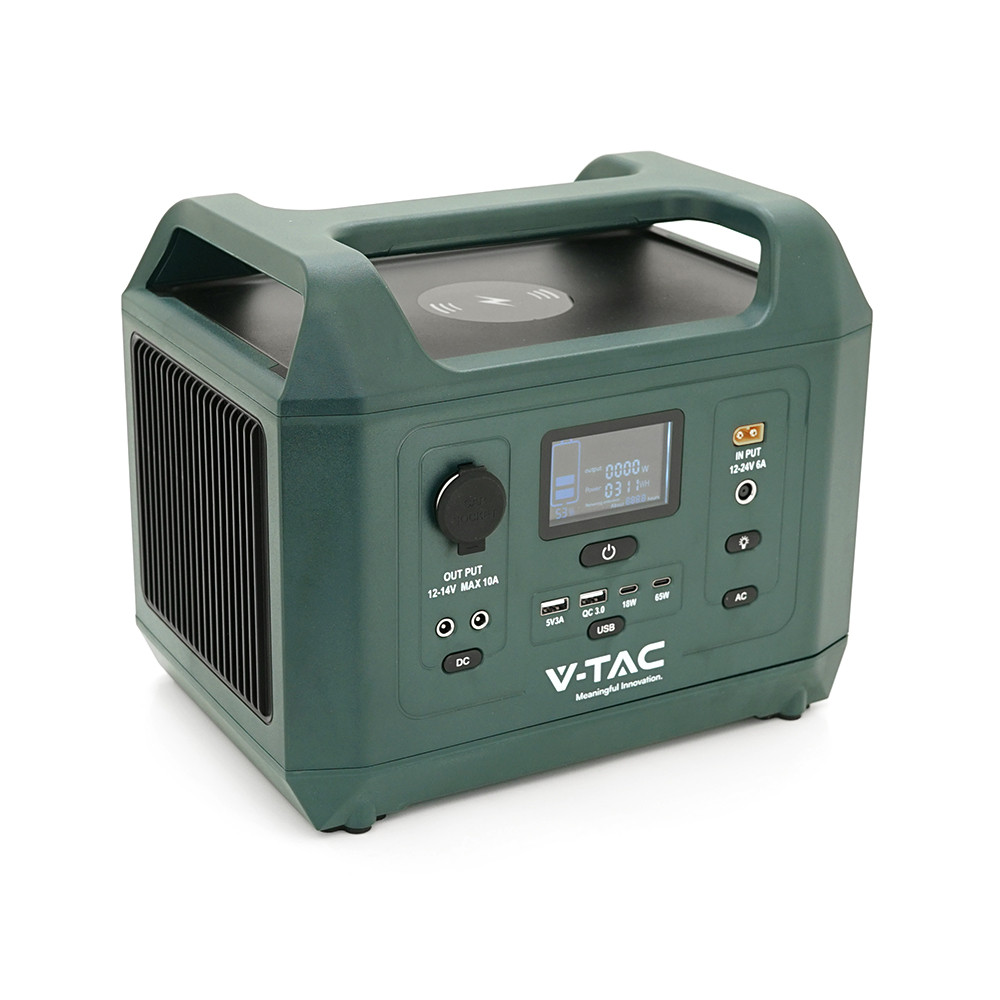 Портативна станція V-TAC Power VT-606N, LiFePO4(IRF32135 12.8V 45Ah/576Wh), PEAK 1000W, 18W 5V3.5A, PD18W,