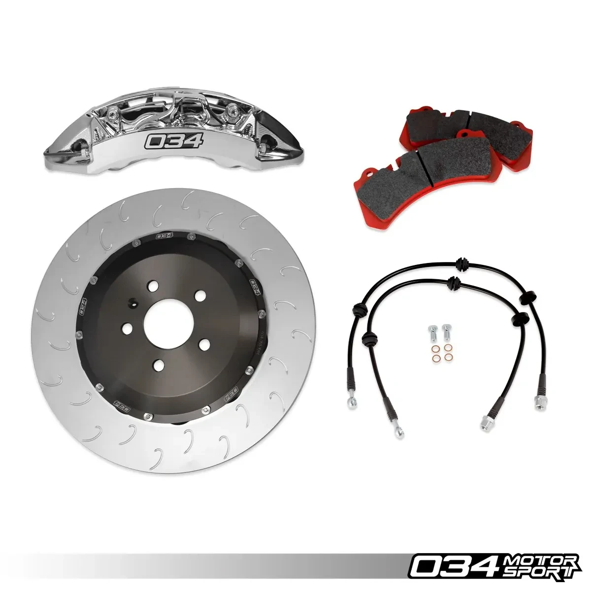 Гальмівний комплект восьмипоршневий RS+ 034motorsport, B9 Audi A4/S4/RS4, A5/S5/RS5,Q5/SQ5, нікель