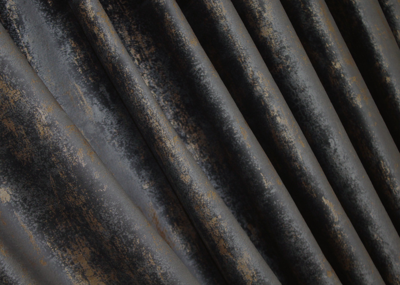 Шторна тканина оксамит (бархат), колекція "Афіна", Туреччина, висота 3м. Колір графітовий з золотистим. Код 1540ш, фото 1