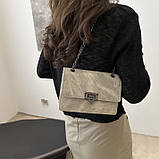 Жіноча класична сумка 10368 на ланцюжку бежева, фото 8