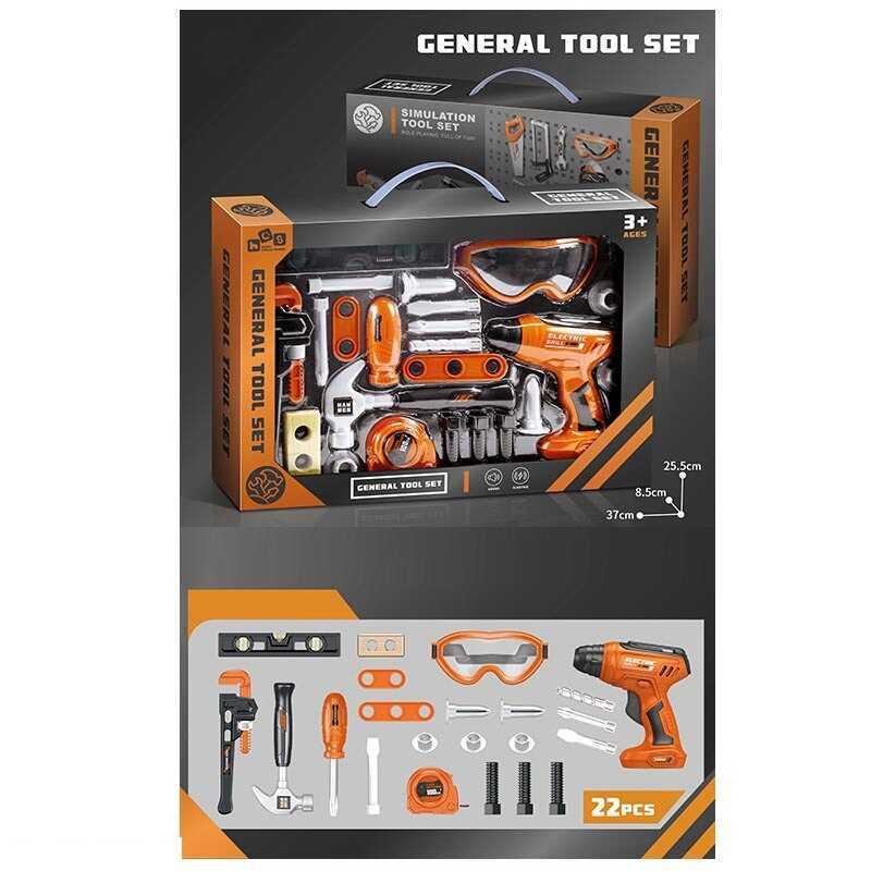 Набір інструментів іграшковий 778-25, 22 предмети, із механічним шурупокрутом, молотком, очок, фото 1