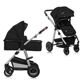 Коляска універсальна 2в1 Lionelo Amber Black Silver Чорна