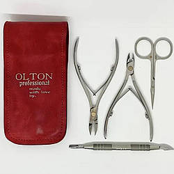 Набір манікюрний 4 інструменти+чохол ЧЕРВОНИЙ Olton