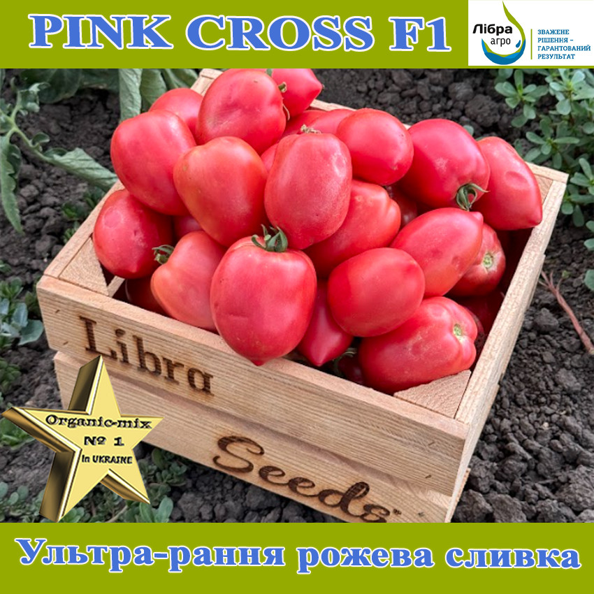 Томат ультра-ранній Пінк Крос F1 (рожева велика сливка) ТМ "Libra Seeds