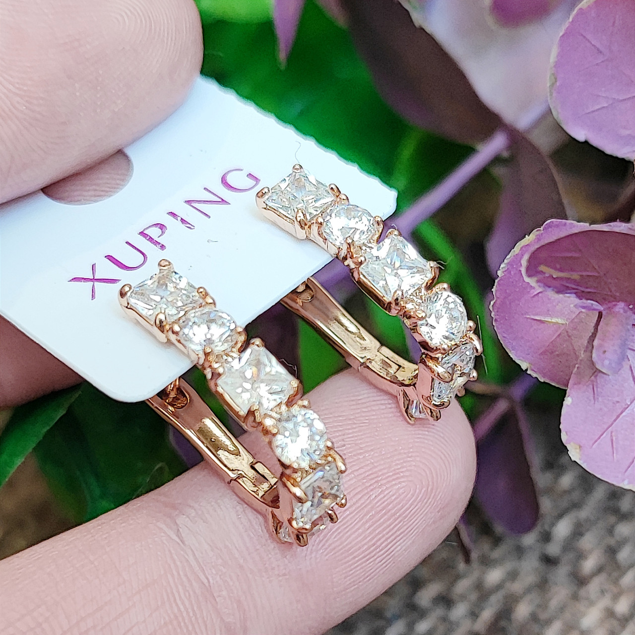 Сережки Xuping довжина 1.9см ширина 4мм медичне золото позолота 18К с1493
