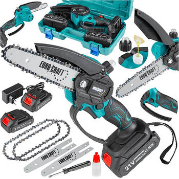 Міні-пила акумуляторна 7" 21 В Euro Craft ECCD2B-21V - 2 батареї, 2 ланцюги
