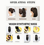 Шиньйон хвіст рівний на крабі Скандинавський білий каскад 40 см термовлокно, фото 6