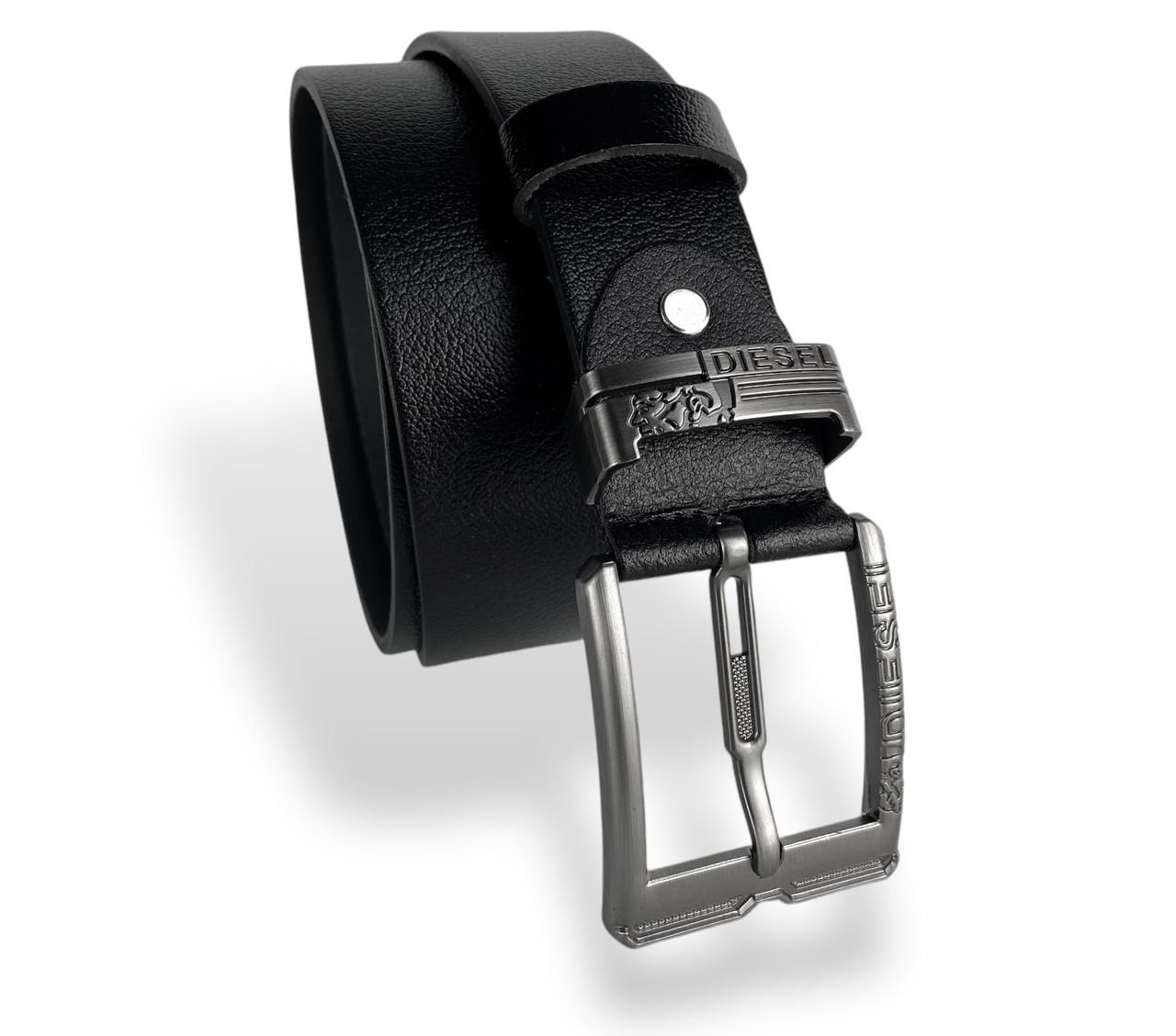 Ремінь чоловічий шкіряний DIESEL ширина 40мм колір Чорний пряжка темний-нікель, фото 1