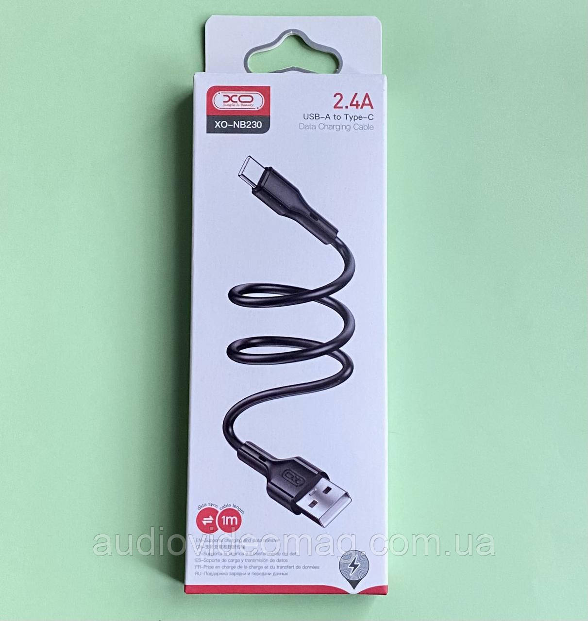 Кабель USB на USB type-C Data, 2.4А, 1 метр, чорний