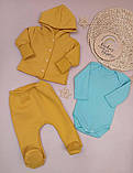 Комплект для новонародженого: кофта, повзунки і боді, фото 3