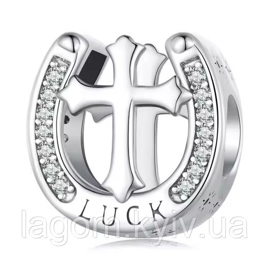 Срібний шарм-підвіска 925 проба бусина на браслет або ланцюжок Luck