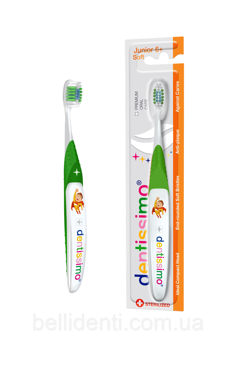 Зубна щітка Dentissimo Junior м'яка від 6 років (зелена), 1 шт