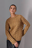 Светр жіночий вовна мохер коса прямий крій 48-52 бежевий