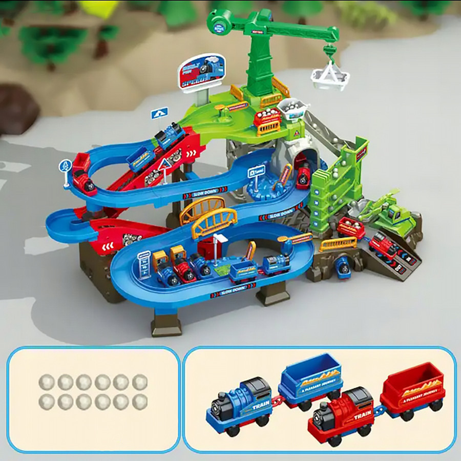 Дитячий інтерактивний набір трек шахтарська Копальня з краном 2 вагонетки підйомник Гра видобуток корисних копалин, фото 1