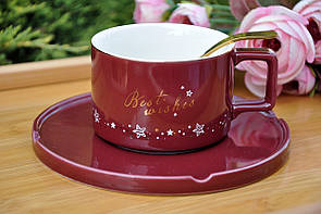 Кавова чашка з блюдцем "Best Wishes", 200 мл