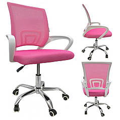 Крісло офісне Bonro 619 біло-рожеве