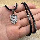 Чоловічий комплект шовковий шнурок та підвіс Архангел Михаїл срібло 925 проби, фото 2