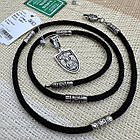 Чоловічий комплект шовковий шнурок та підвіс Архангел Михаїл срібло 925 проби, фото 3