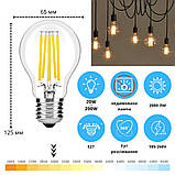 Світлодіодна LED лампа E27 20W А65 3000K ETRON 1-EFP-101 Filament, фото 2