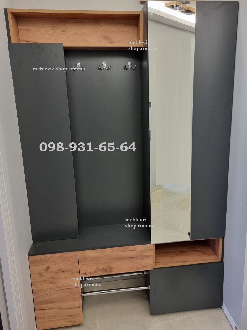 Передпокій Тетріс права антрацит/дуб крафт золотий (Мастер-Форм), фото 1