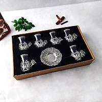 Турецький сервіз армуди мідний набір стаканчиків для чаю з блюдцями з ручками східні