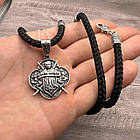 Срібний комплект кулон ЗСУ і плотний шовковий шнурок зі срібними вставками 925 проби, фото 2