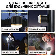 Ліхтар кемпінговий Camping Light M1 + Powerbank 7200 mAh / 5 режимів / магніт / гачок / IP65 / Type-C Black, фото 3