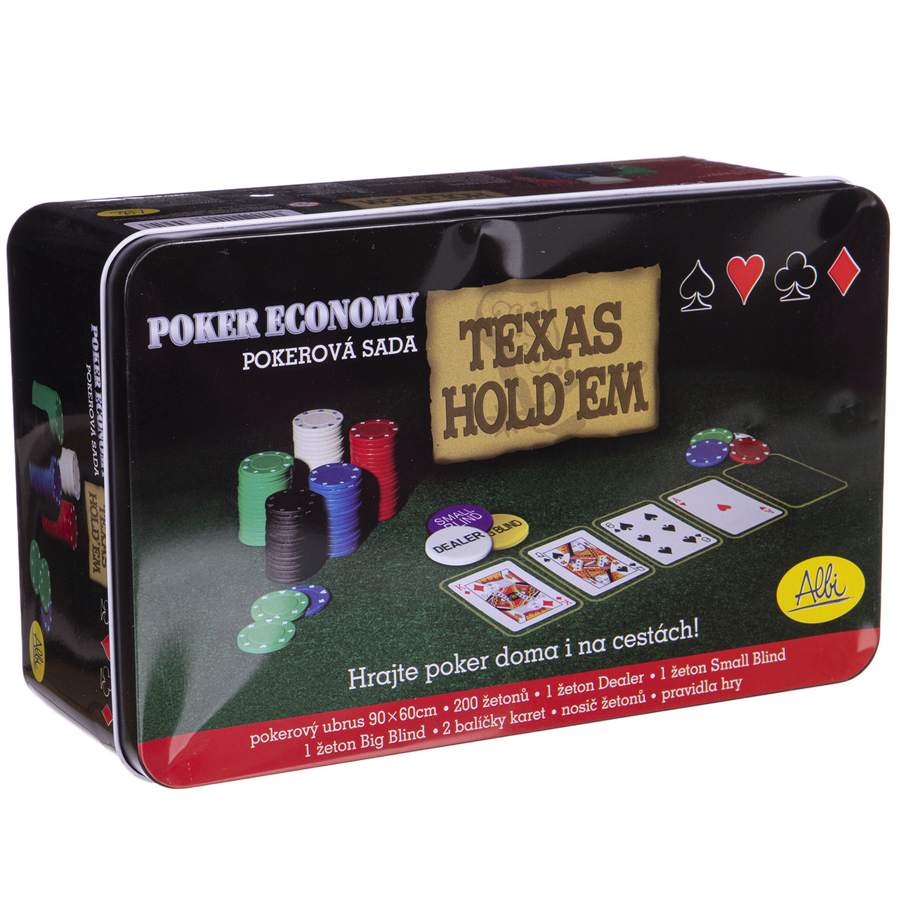 Набір для гри в покер на 200 фішок у бляшаній коробці Texas Holdem Poker IG-1104215, фото 1