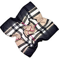 Жіноча брендова бавовняна хустка Burberry Барбері. М'яка весняна натуральна хустка Бежево-чорний