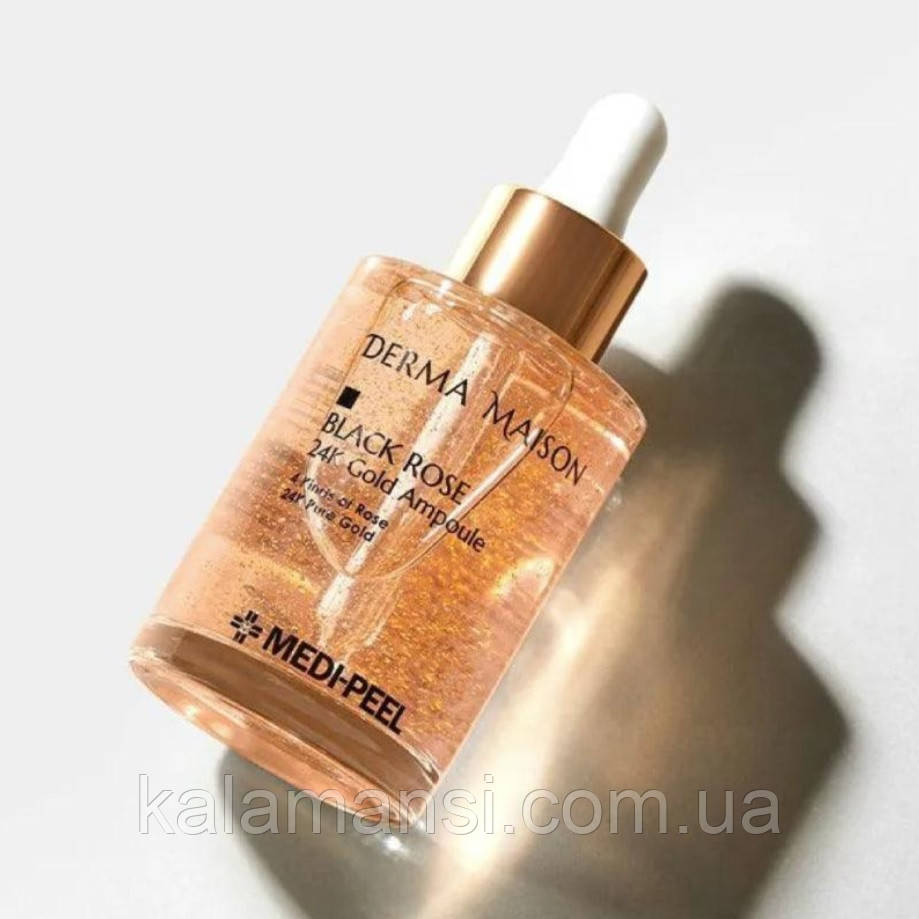 Сироватка із золотом та трояндою Medi-Peel Derma Maison Black Rose 24K Gold Ampoule 95мл, фото 1