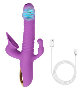 Вібратор-кролик вакуумний G-Spot подвійне проникнення 3 в 1 G-точка клітор вагіна 10 режимів