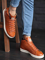 Чоловічі зимові кросівки Adidas AR Winter brown/white (коричневі) високі термоекошкіра art2081 vkross