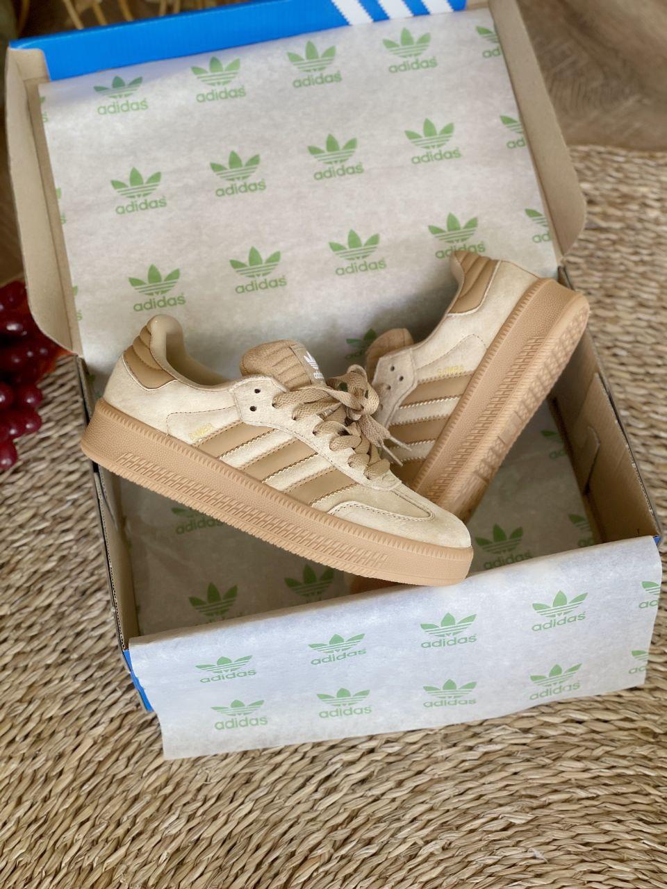 Жіночі спортивні кросівки Adidas Samba (бежеві) стильні повсякденні кроси 3657 Адідас vkross, фото 1