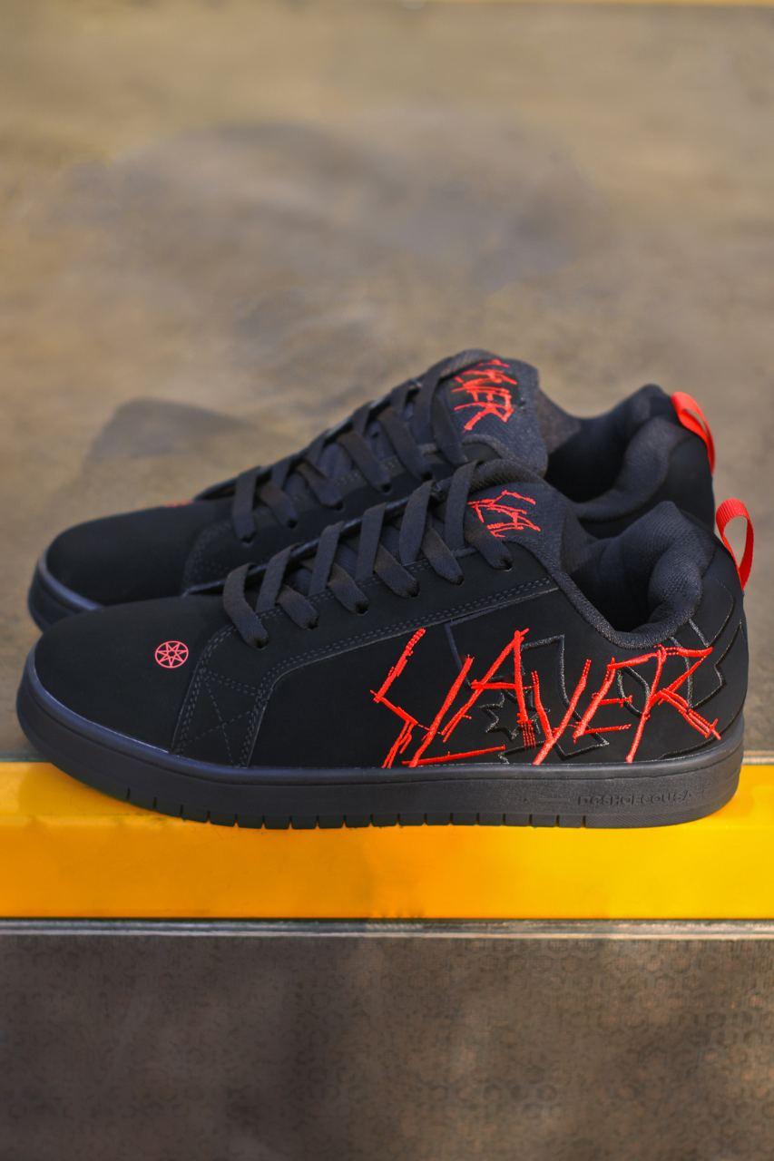 Чоловічі кросівки DC Shoes Court Graffik x Slayer (чорні з червоним) стильні кросівки 1169 DC vkross