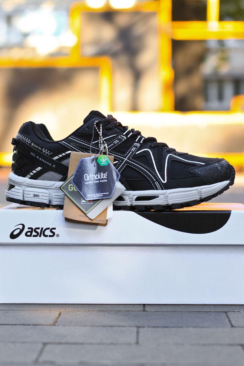 Чоловічі повсякденні кросівки Asics Gel-Kahana 8 Black/Grey Gore-Tex (чорні з білим) демісезон 1173 Асікс vkross