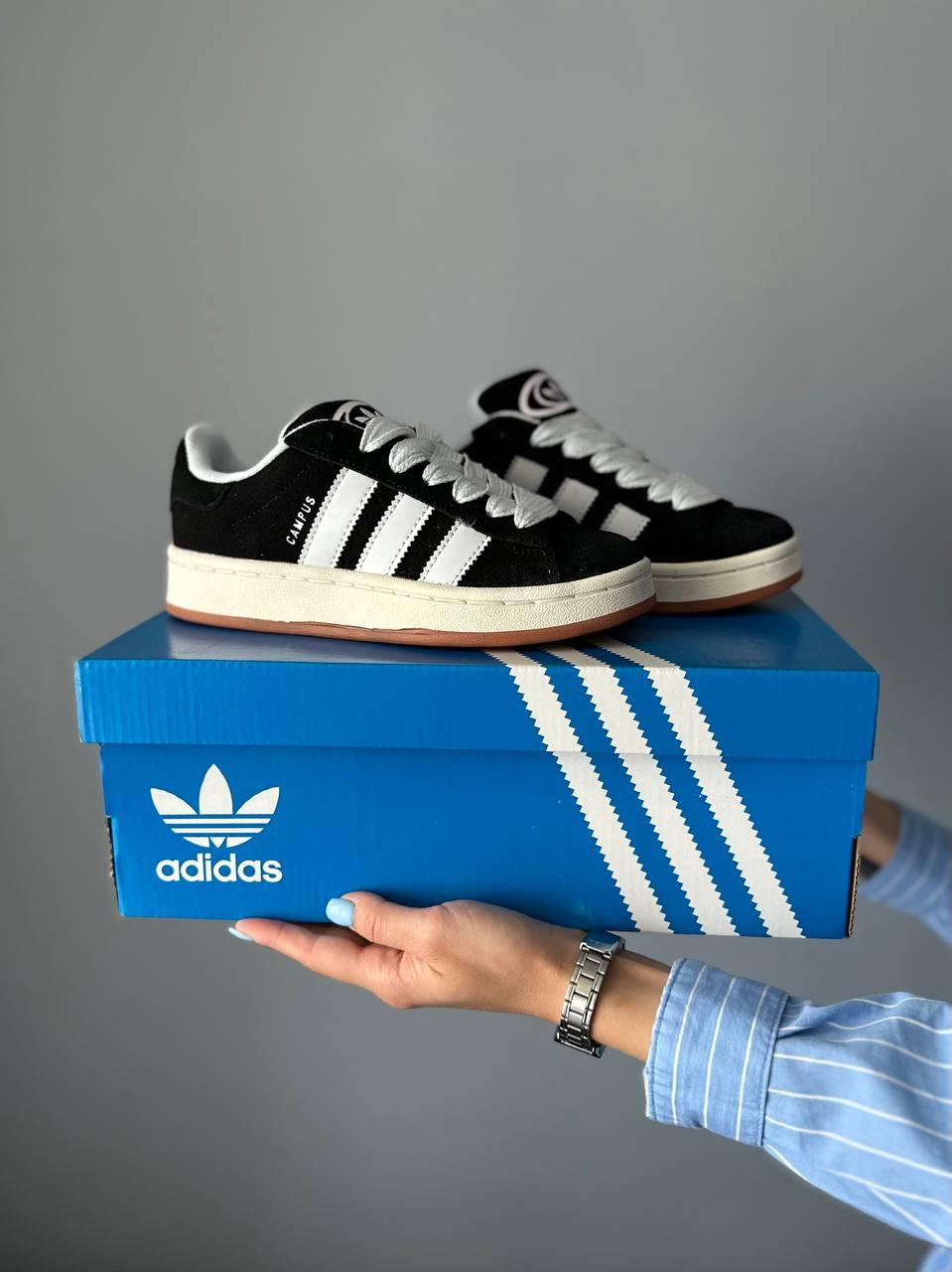 Жіночі демісезонні кросівки Adidas Campus Black/white (чорно-білі) повсякденні кроси 733 Адідас vkross, фото 1