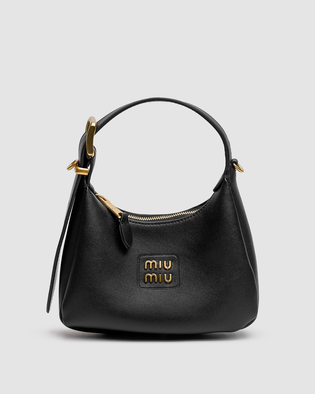 Жіноча сумка Miu Miu Leather Hobo Bag Black (чорна) зручна повсякденна сумочка KIS99509 vkross