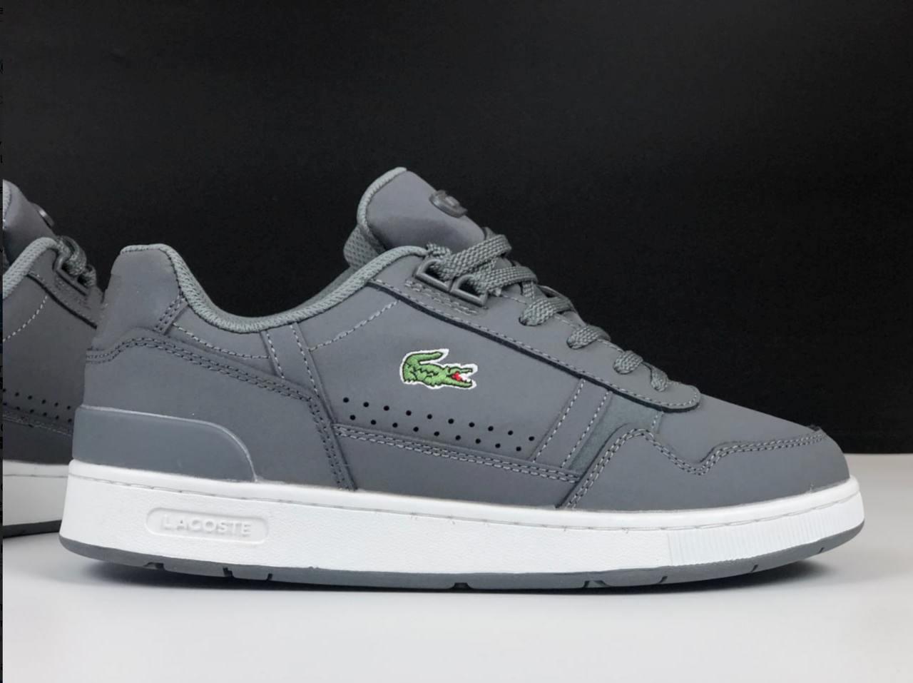 Чоловічі кросівки Lacoste T-Clip (сірі) спортивні стильні кроси 12377 Лакост vkross