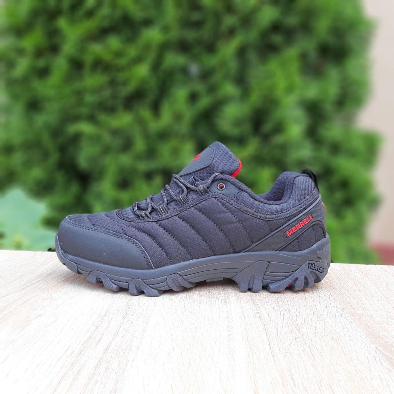 Чоловічі зимові кросівки Merrell Vibram (чорні з червоним) модні низькі кросівки 3910 Мерелл vkross