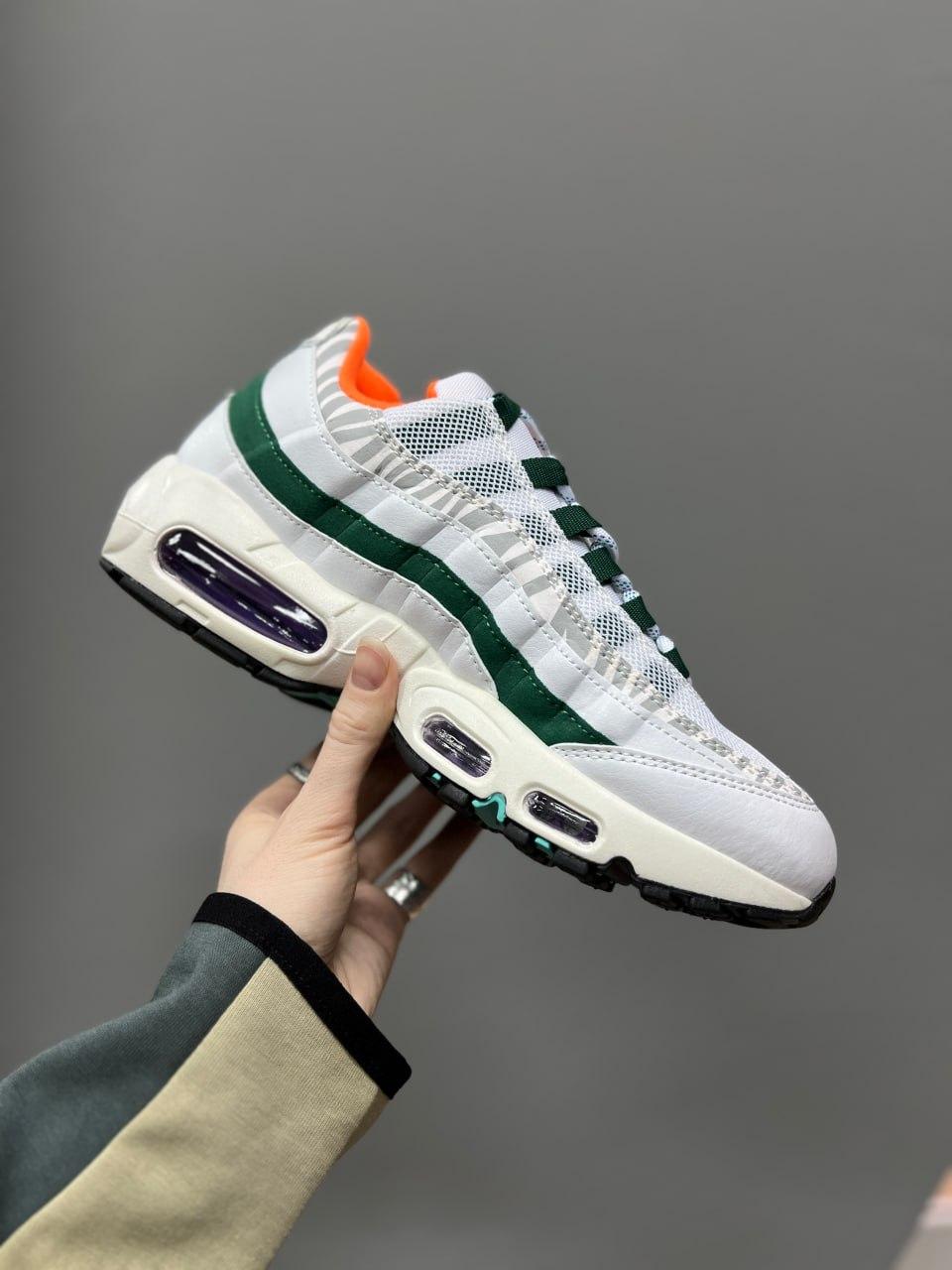Чоловічі кросівки Nike Air Max 95 Era (білі із зеленим) низькі стильні кросівки NK613-N Найк vkross