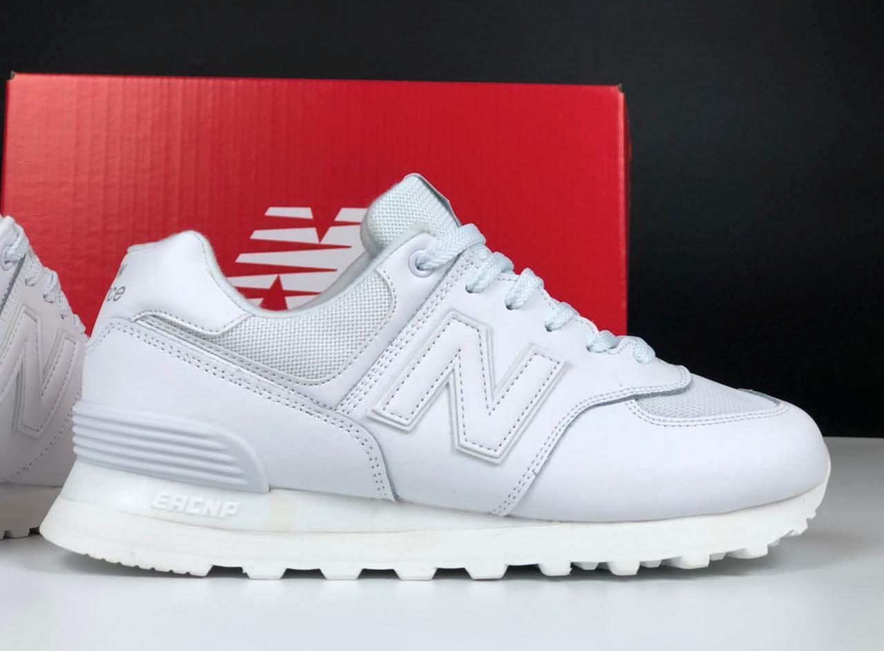 Жіночі спортивні кросівки New Balance 574 (білі) повсякденні стильні кроси 12367 Нью Беленс vkross