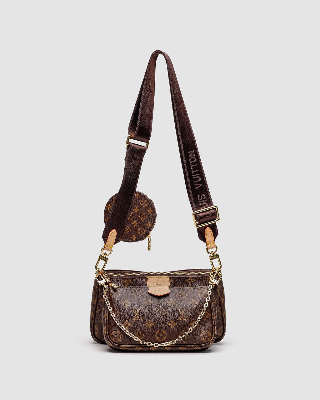 Жіноча сумка Louis Vuitton Multi Pochette Brown/Brown (коричнева) зручна стильна сумочка KIS99450 vkross, фото 1