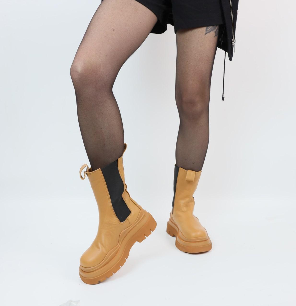 Жіночі утеплені черевики Bottega Veneta Boots (бежеві) низькі стильні термо SALE! Y13015 Ботега Венета vkross