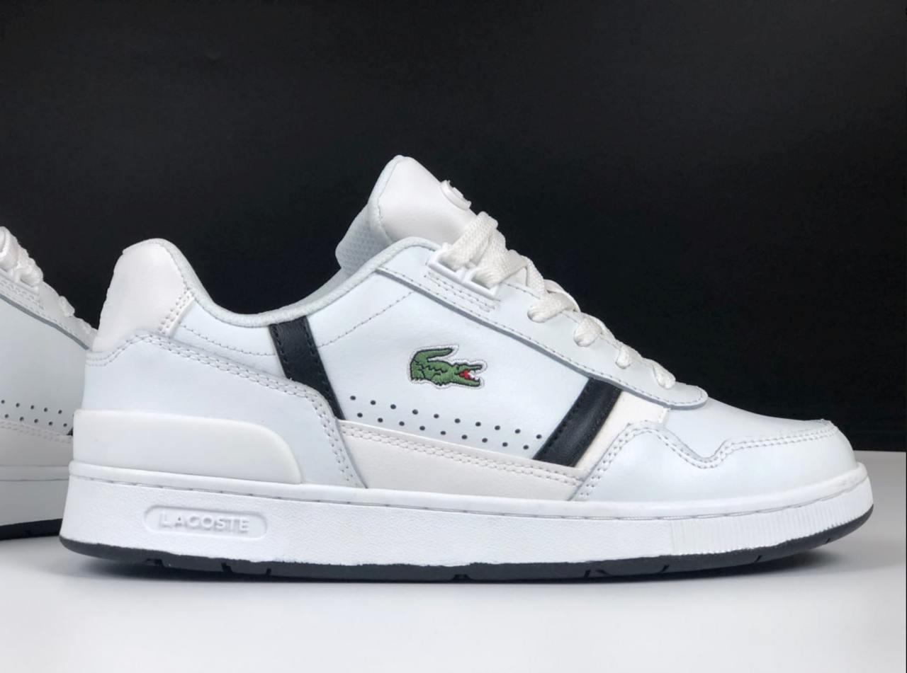 Чоловічі кросівки Lacoste T-Clip (білі) спортивні стильні кроси 12378 Лакост vkross