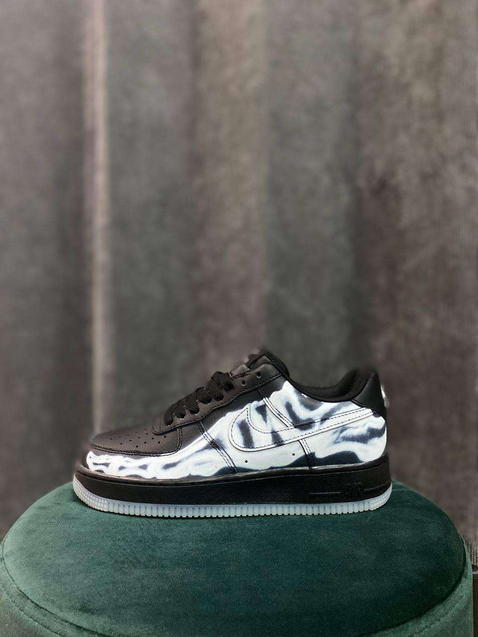 Чоловічі спортивні кросівки Nike Air Force 1 Low Skeleton QS Black (чорні з білим) стильні NK719-N Найк vkross