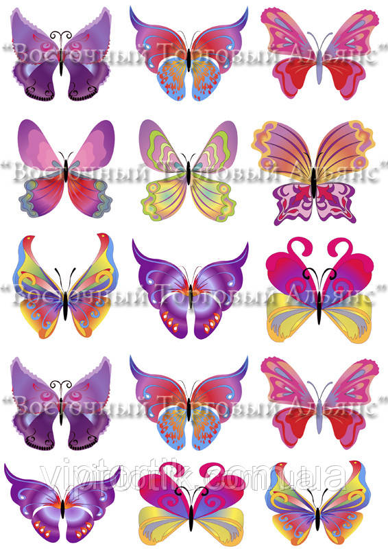 Друк їстівного фото — Формат А4 — Вафельний папір — Метелики No1, фото 1