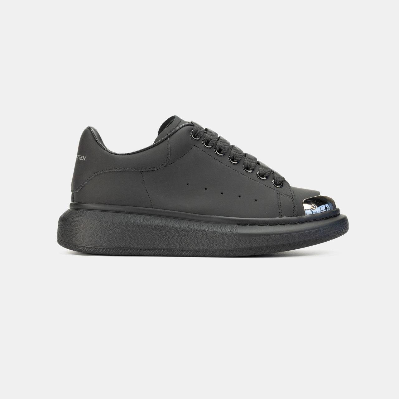 Жіночі демісезонні кросівки McQueen Nubuck (чорні) низькі модні черевики art0394 МакКвін vkross