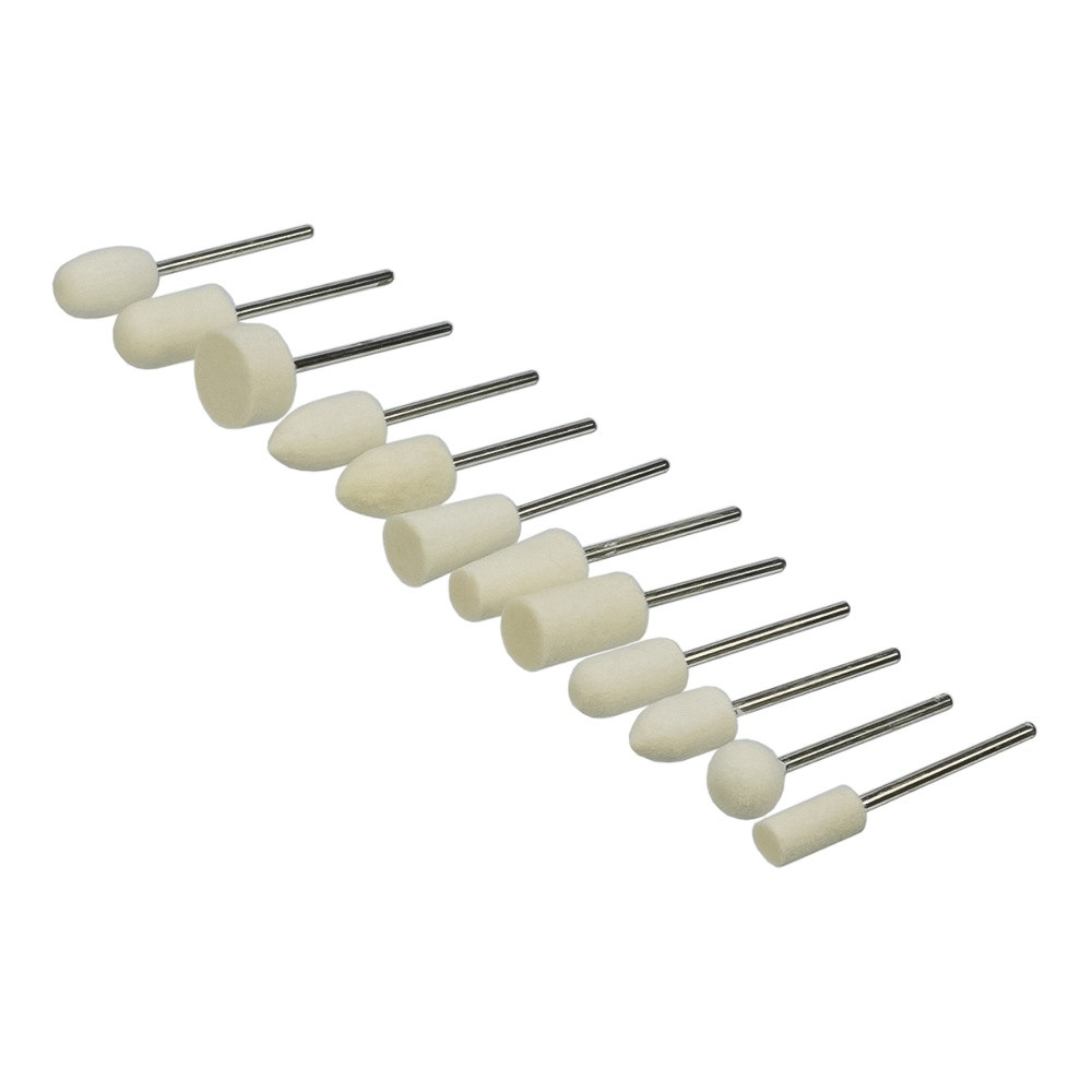 Набір насадок для бормашини (12 шт.), повстяні кульочки, хвостовик d = 2 мм, фото 1